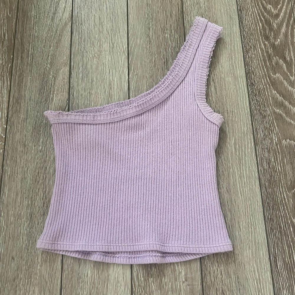 Purple Urban Outfitters Ribbed One-shoulder Tank, Small